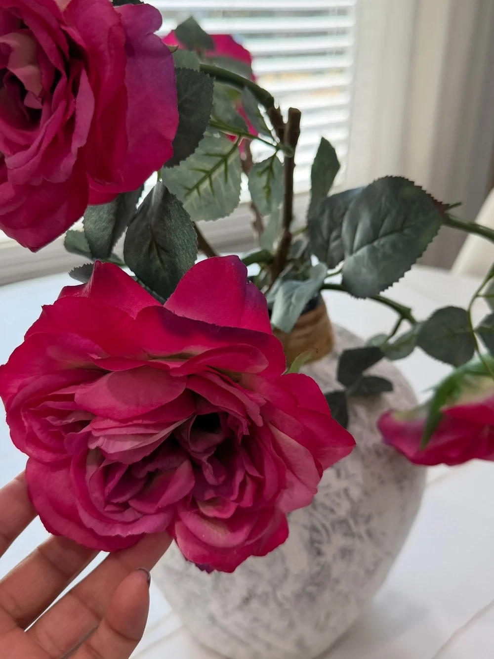 Faux Rose Stem Bouquet in Hot Pink - Home Accents